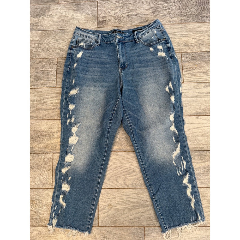 Judy Blue 16W Jeans Plus size 16 W Side Shredded Distressed JB88601 Denim Jean